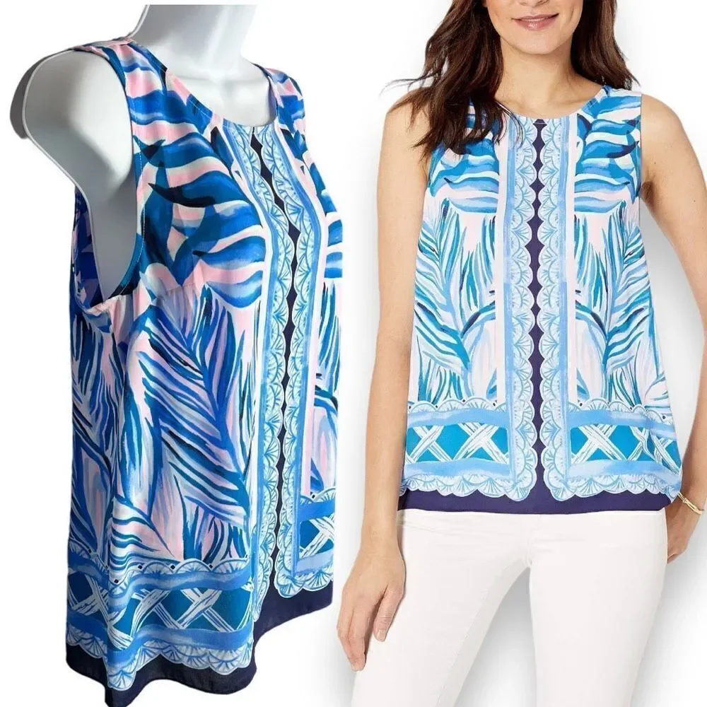 Lilly Pulitzer Tops Lilly Pulitzer Iona Top Pink Tropics Heat Wave Women’s M - Picture 3 of 12